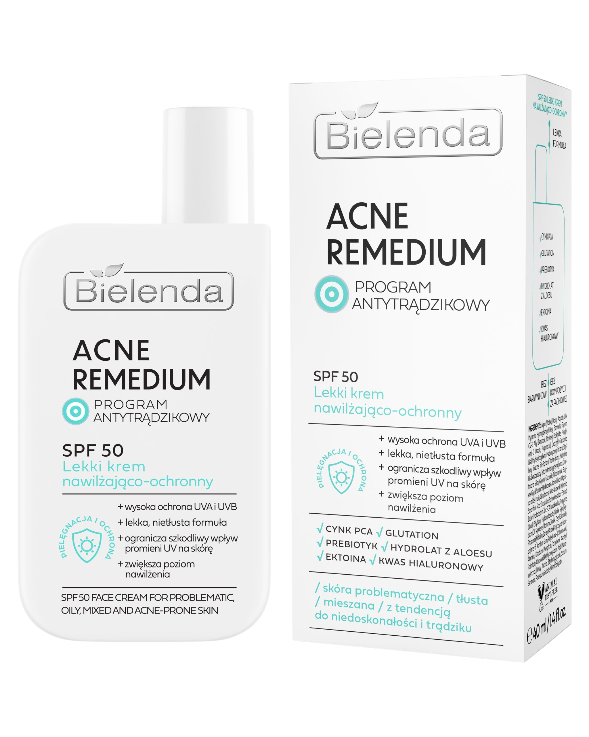BIELENDA - ACNE REMEDIUM LEKKI KREM NAWILZAJACO-OCHRONNY SPF 50 40ml