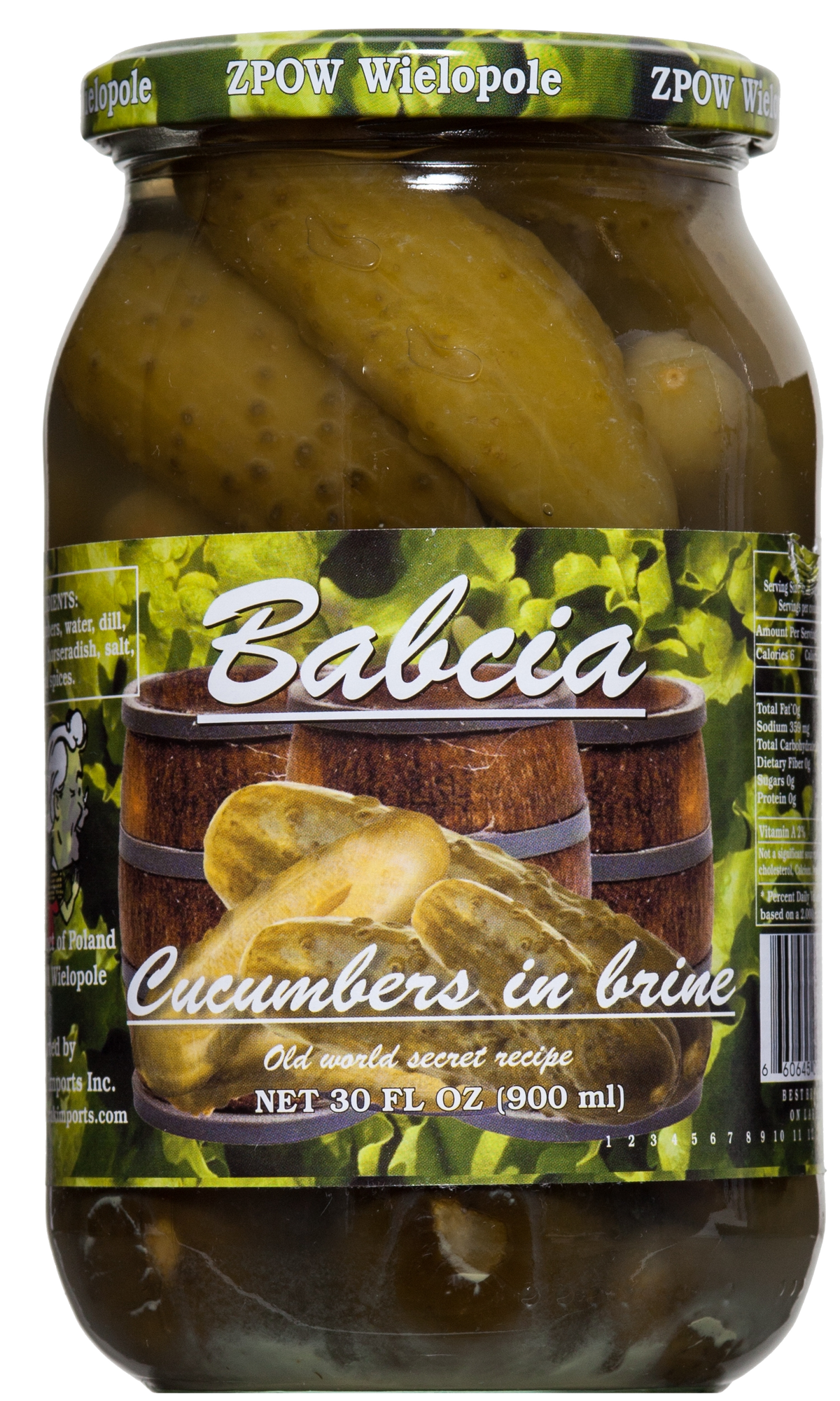 BABCIA CUCUMBERS IN BRINE 30oz  *6 PACK*