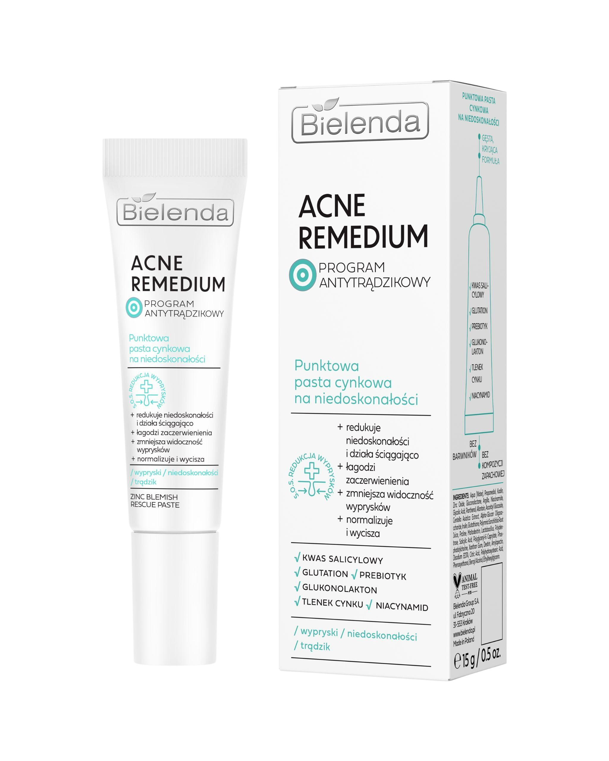 BIELENDA - ACNE REMEDIUM PUNKTOWA PASTA CYNKOWA NA NIEDOSKONALOSCI 15g